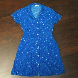 Gap Blue total button down dress WITH POCKETS M